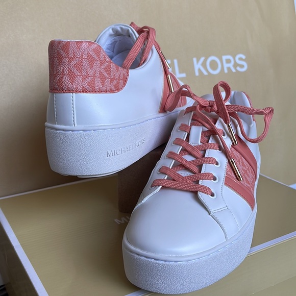 MICHAEL KORS POPPY STRIPE LACE UP NAPPA FAUX LEATHER SHERBERT WMNS - Picture 10 of 16